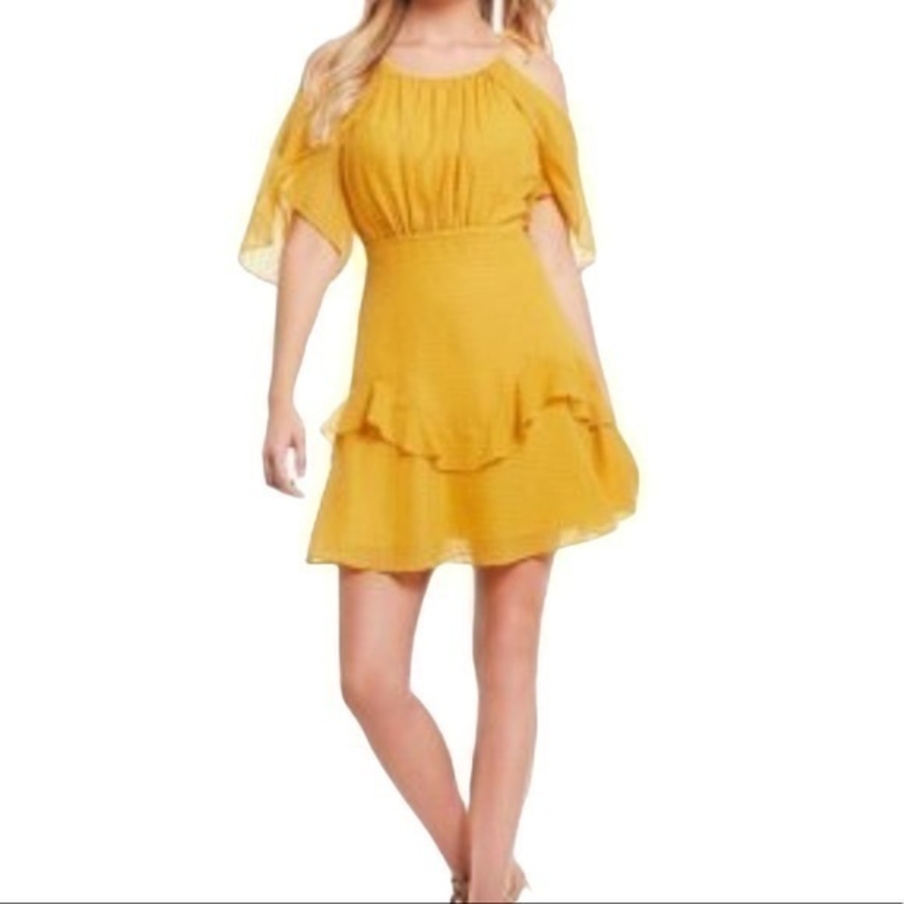 Halston  off the shoulder ruffle summer dress Sz 6